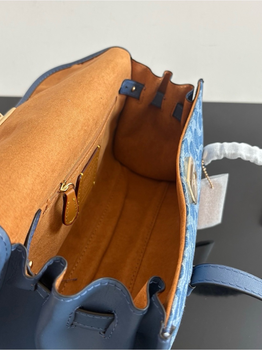 Coach Blue Signature Jacquard Shoulder Bag - Picture 7 of 8
